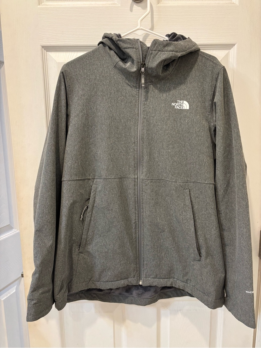 The North Face Windwall Gray Fleece Lined Hooded Jacket